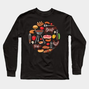 BBQ Elements Design Long Sleeve T-Shirt